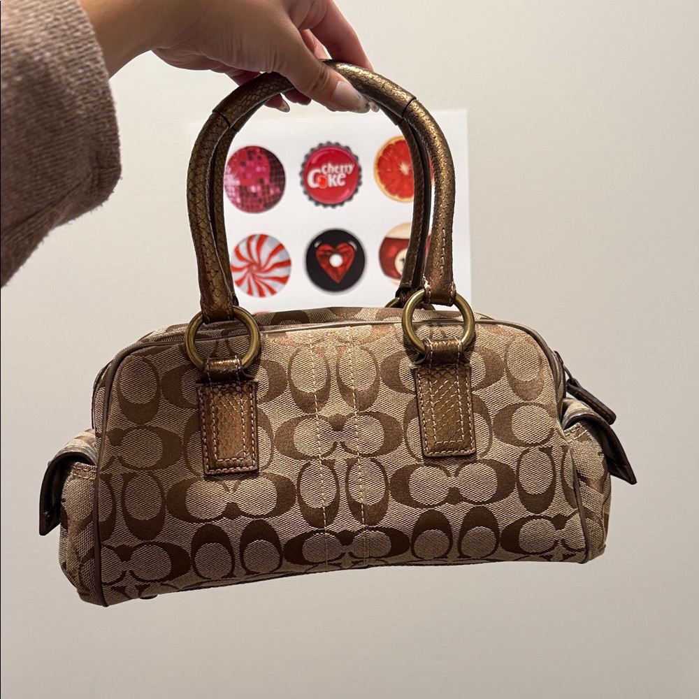 Coach Tan and Brown Signature Satchel
